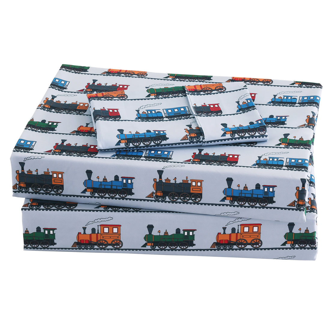 Retro Train Kids Microfiber Bed Sheet Set Deep Pocket Soft & Breathable