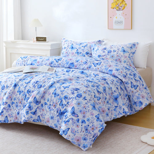 Floral Down Alternative Comforter & Shams Set - Violet Butterfly