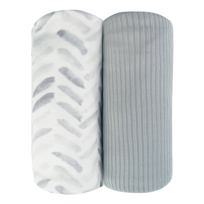 Grey Leaf 2-Pack Jersey Swaddle Blankets, 40 x 30 in