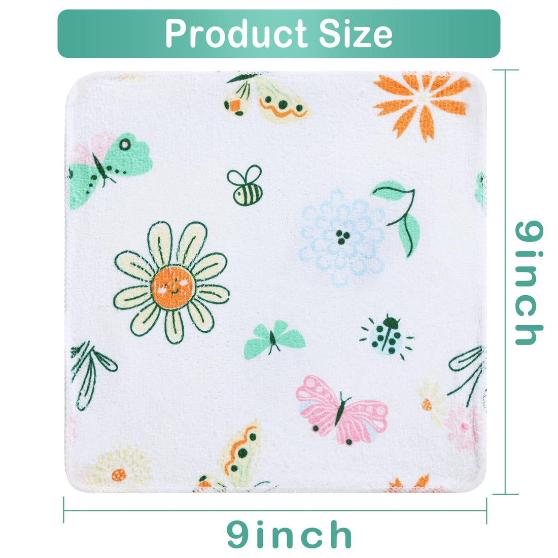 Green-butterfly 9x9 Baby Washcloths