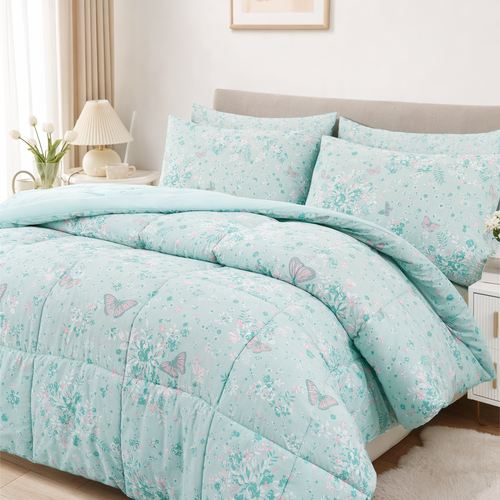 Fairy Tale Floral-Butterfly Bedding Set for Kids-5 or 7 Piece Options