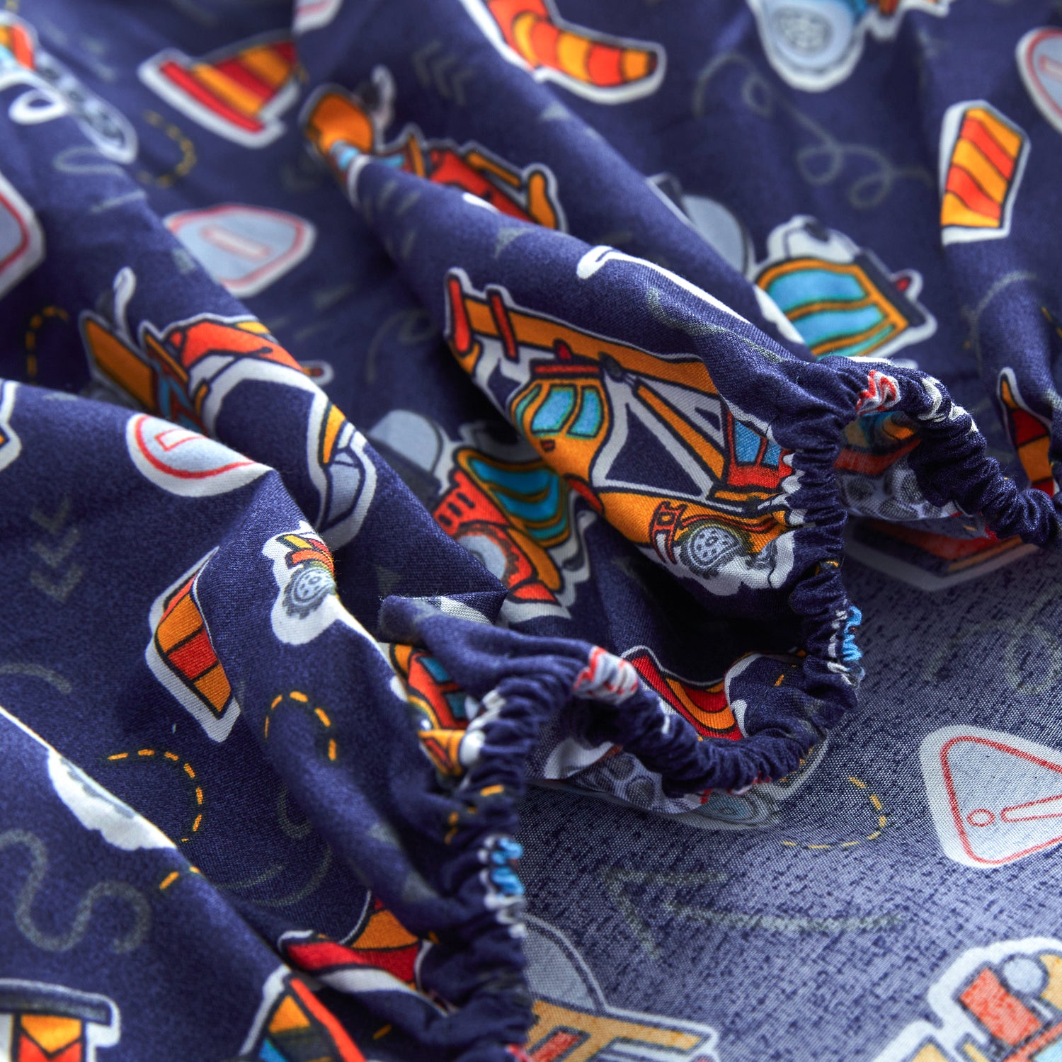 Bold Blue Construction Vehicle Bedding Set for Kids