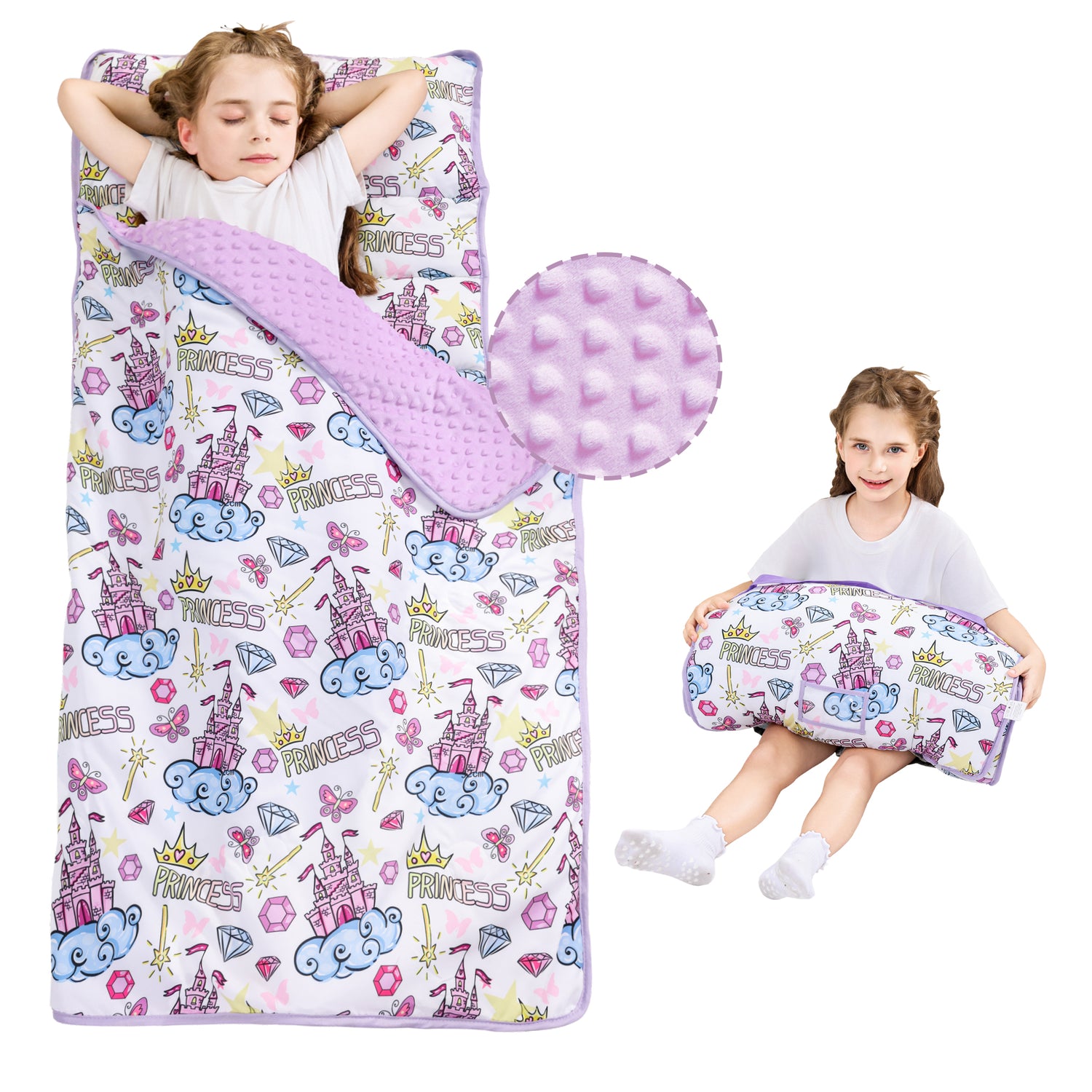 Princess Fantasy Toddler Nap Mat with Pillow and Blanket