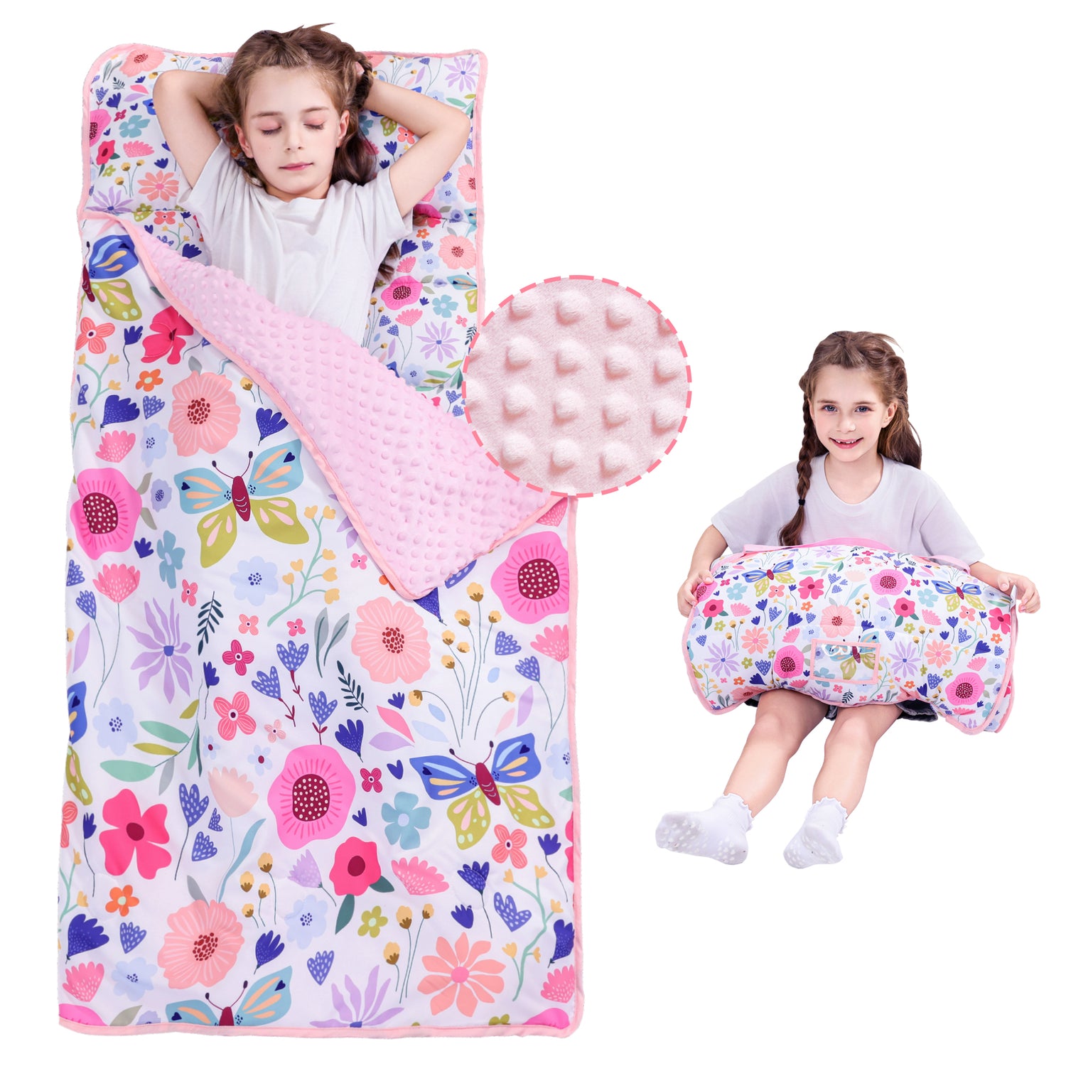 Butterfly Garden Toddler Nap Mat with Pillow and Blanket