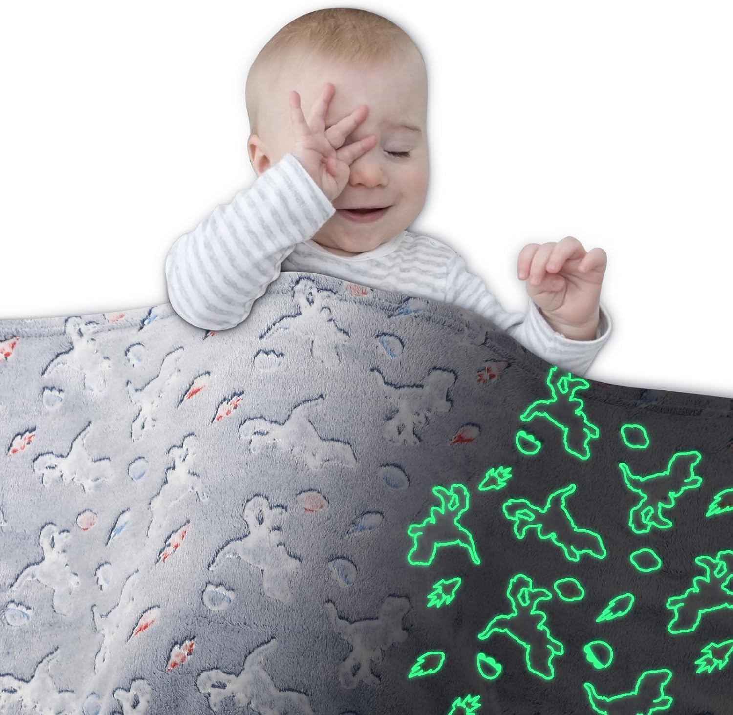 Glow Jurassic Dinosaurs Kids Throw Blanket