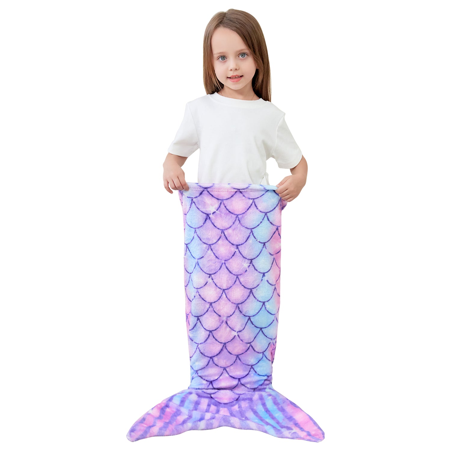 Purple 17"×39" Kids Mermaid Tail Blanket