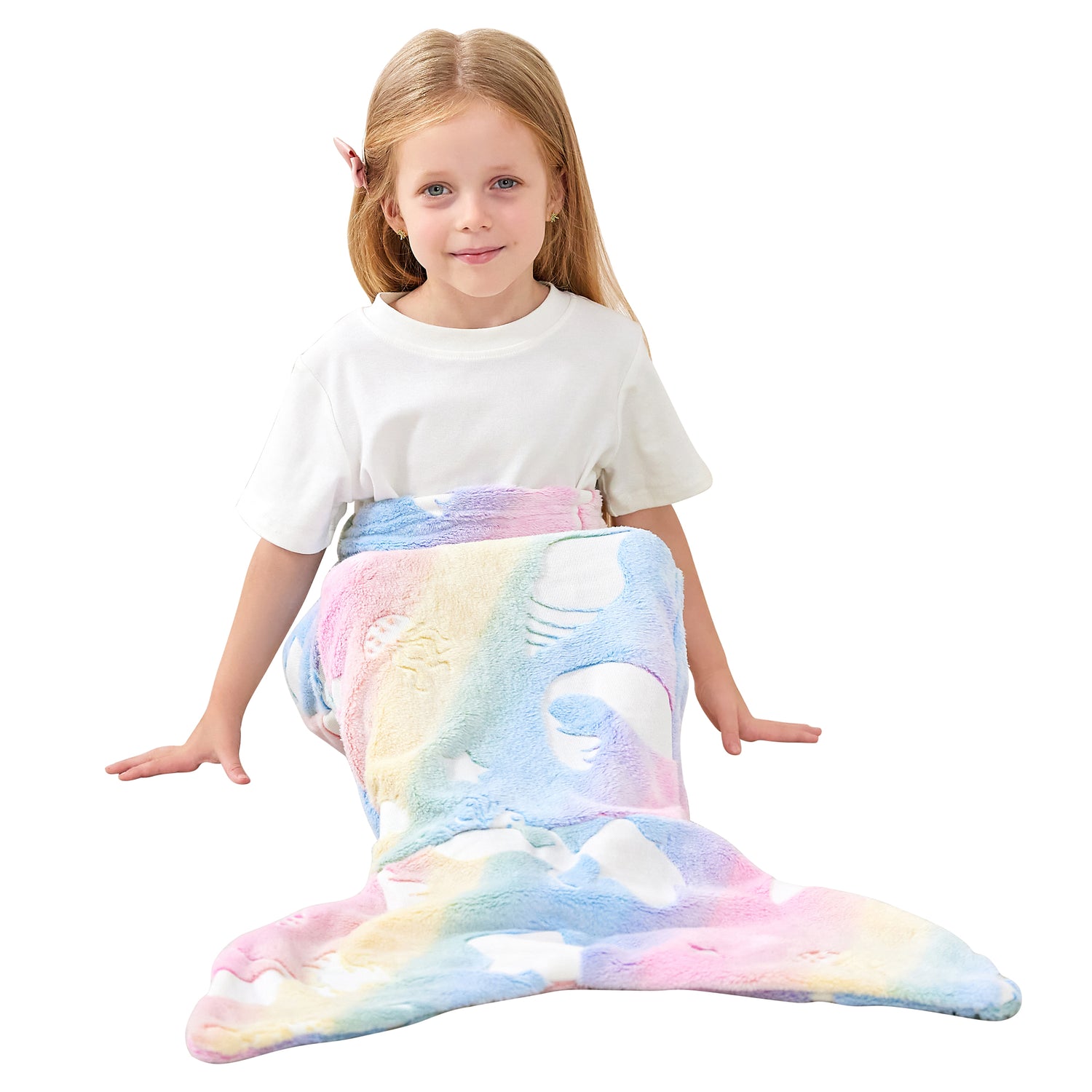 Multicolor Jellyfish 17"×39" Kids Mermaid Tail Blanket
