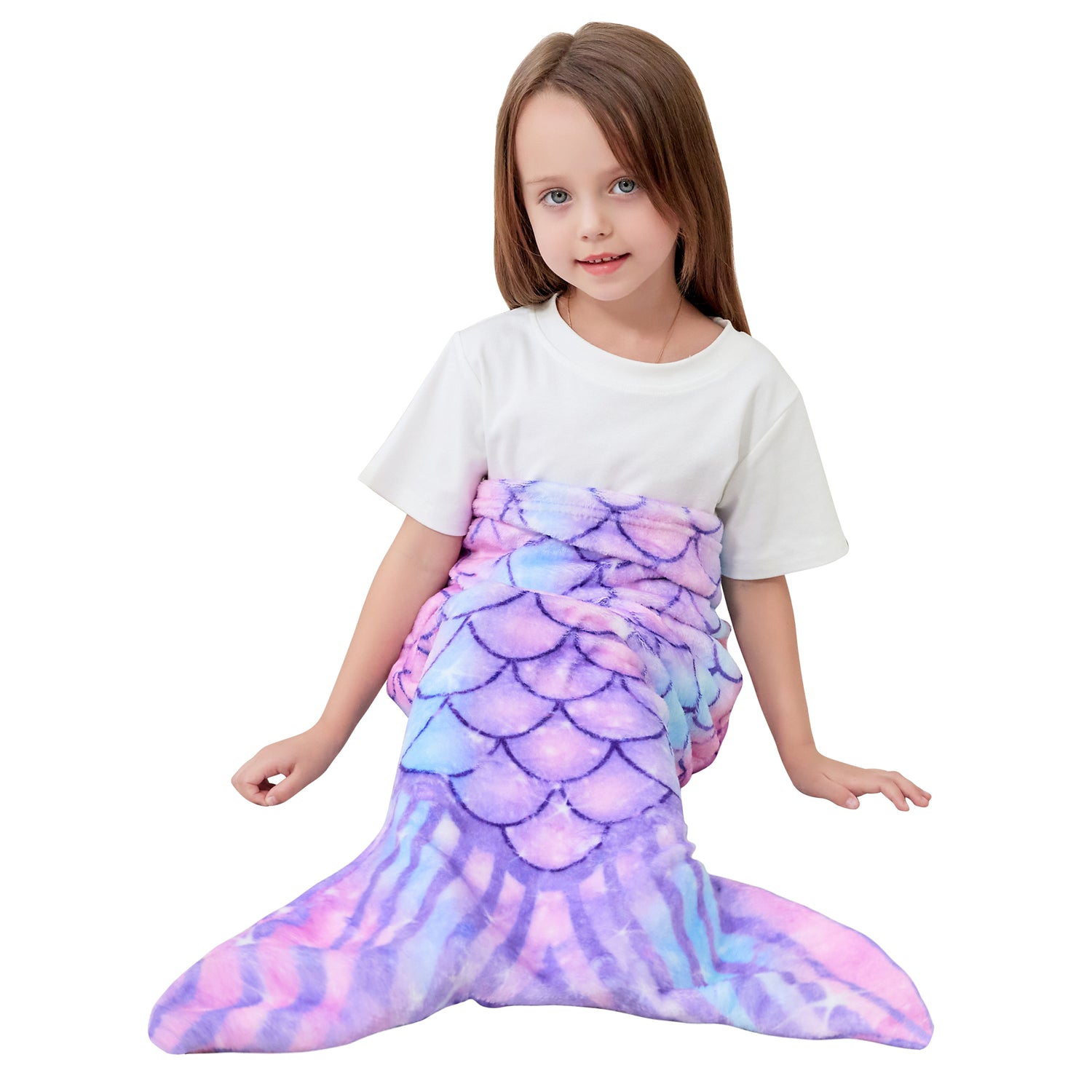 Purple 17"×39" Kids Mermaid Tail Blanket