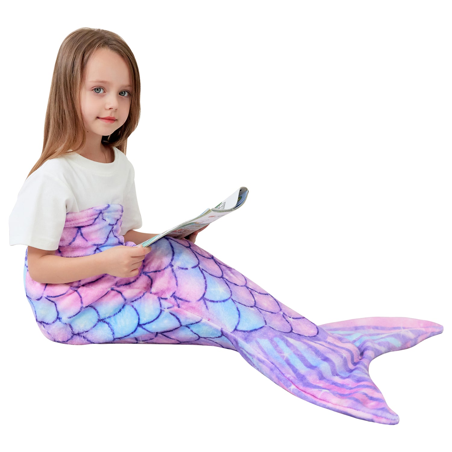 Purple 17"×39" Kids Mermaid Tail Blanket