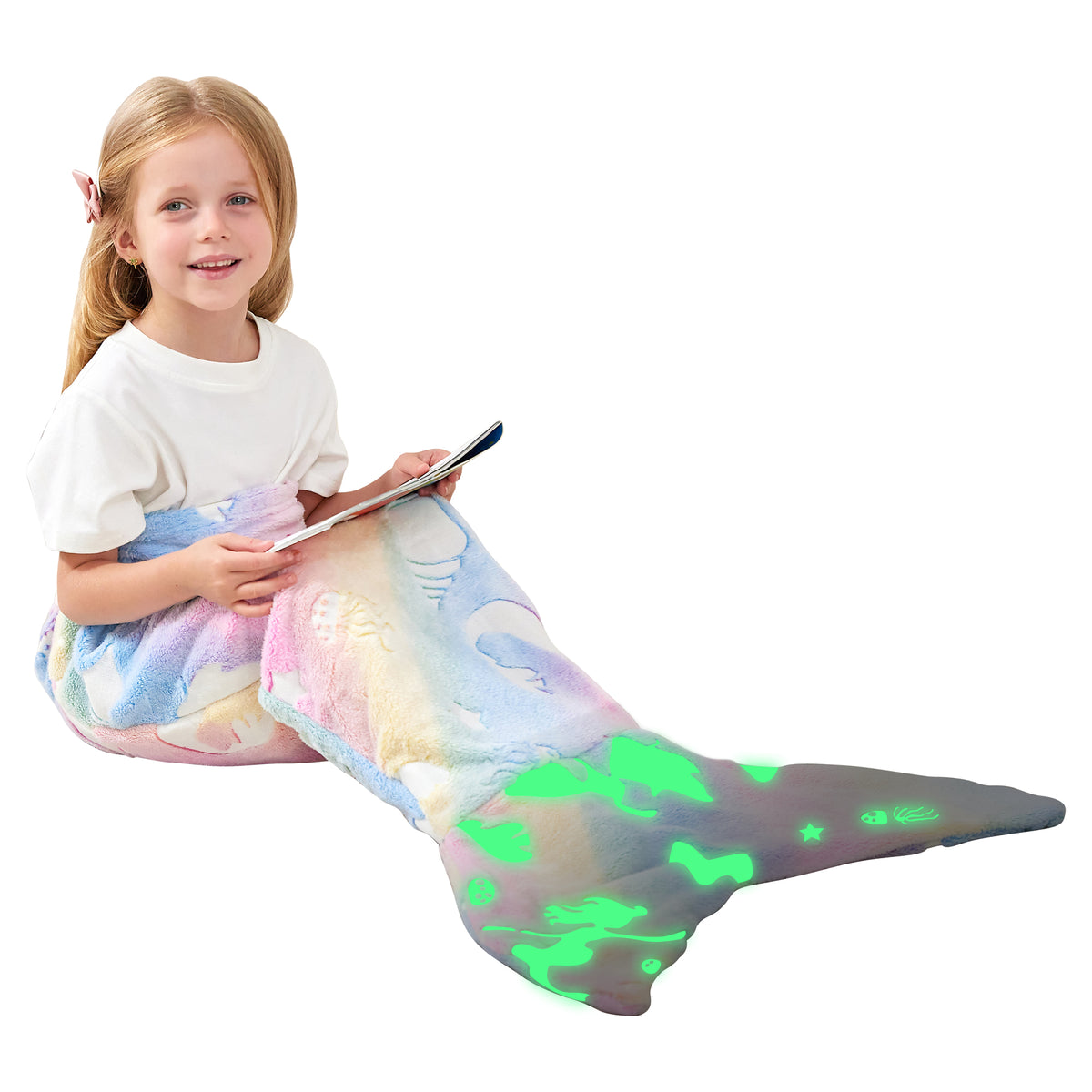 Multicolor Jellyfish 17"×39" Kids Mermaid Tail Blanket