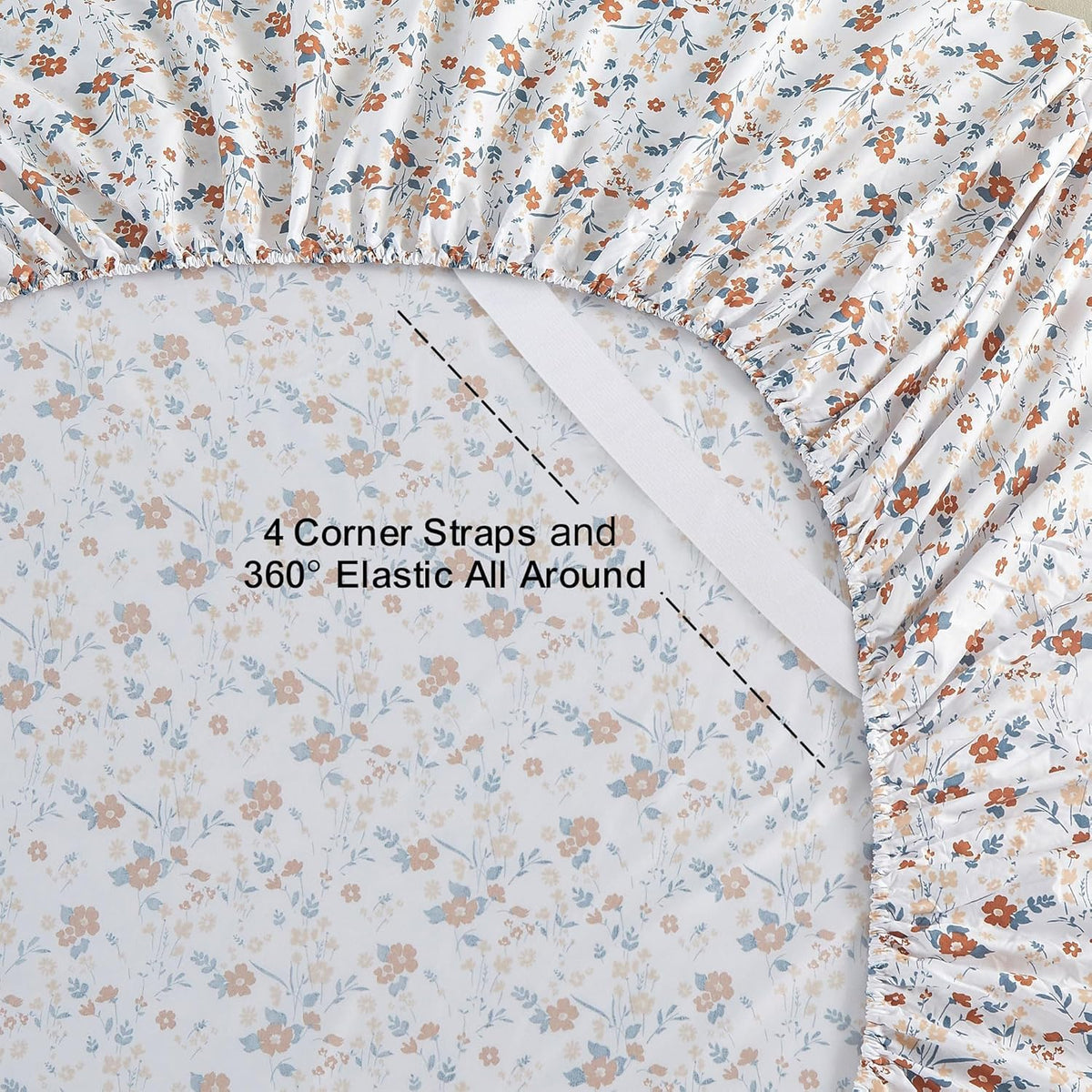 Warm Rust Blossom Bed Sheet Set Deep Pocket Double Brushed Microfiber