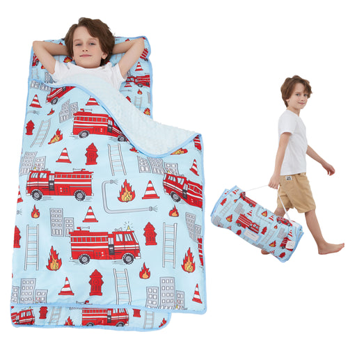 Fire Truck Toddler Nap Mat with Pillow & Blanket