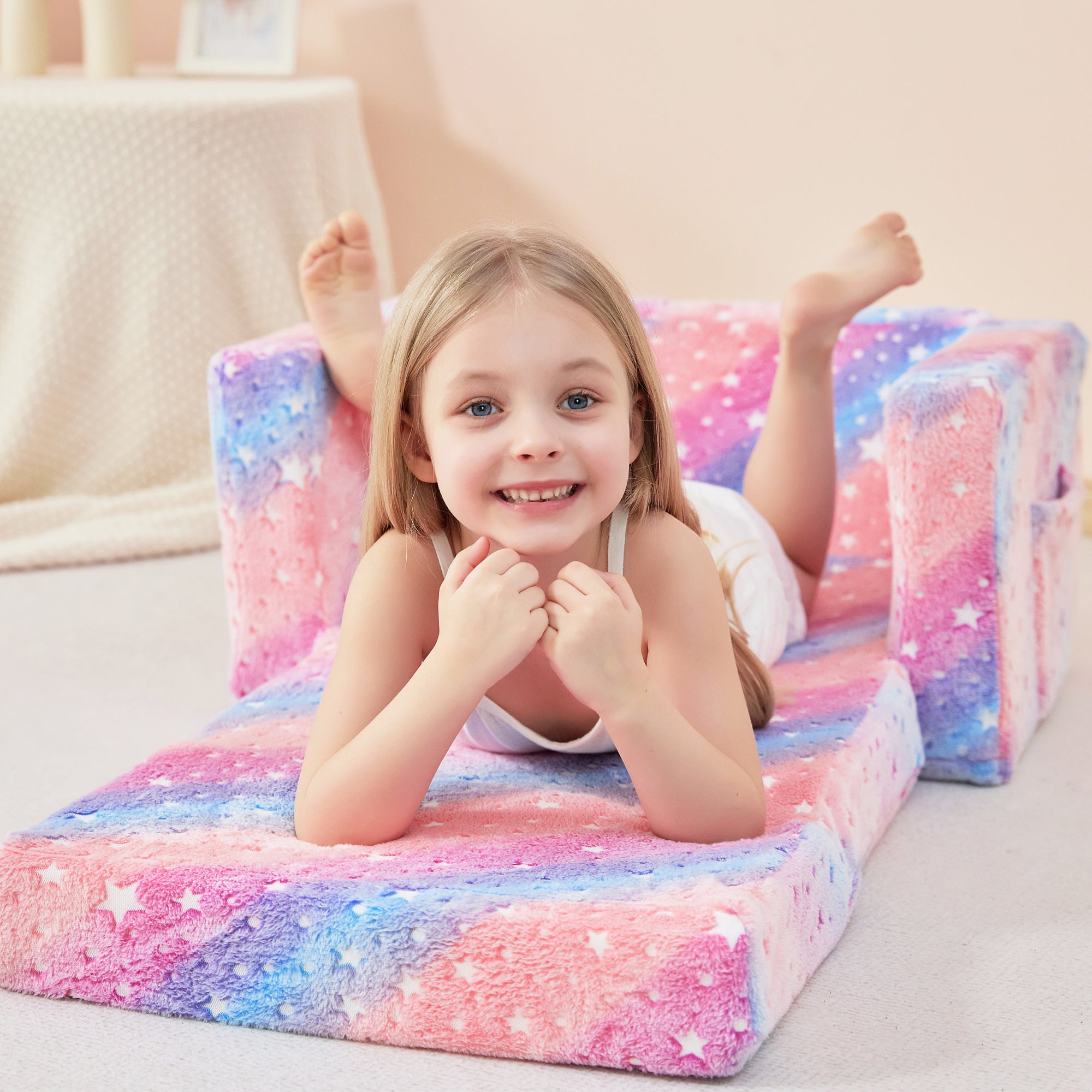 Glow Star 2-in-1 Kids Sofa for Toddler Convertible Sofa to Lounger Bed