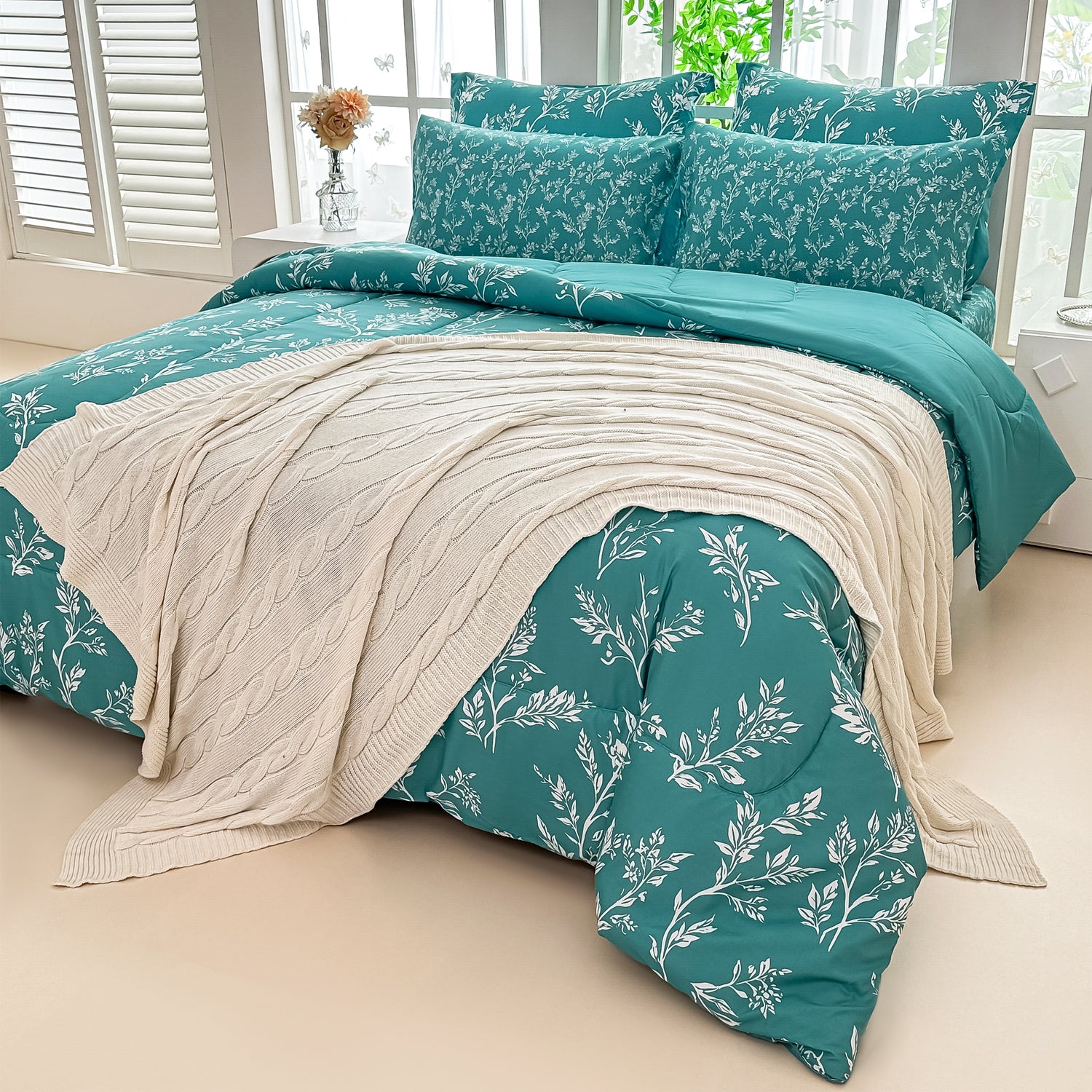 Serene Branch Silhouette Comforter Set 7 Pieces