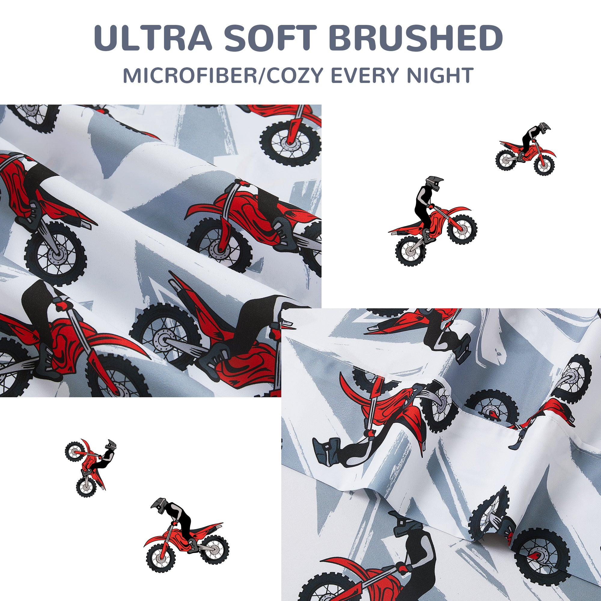 Red Motorcycle Kids Bed Sheet Set