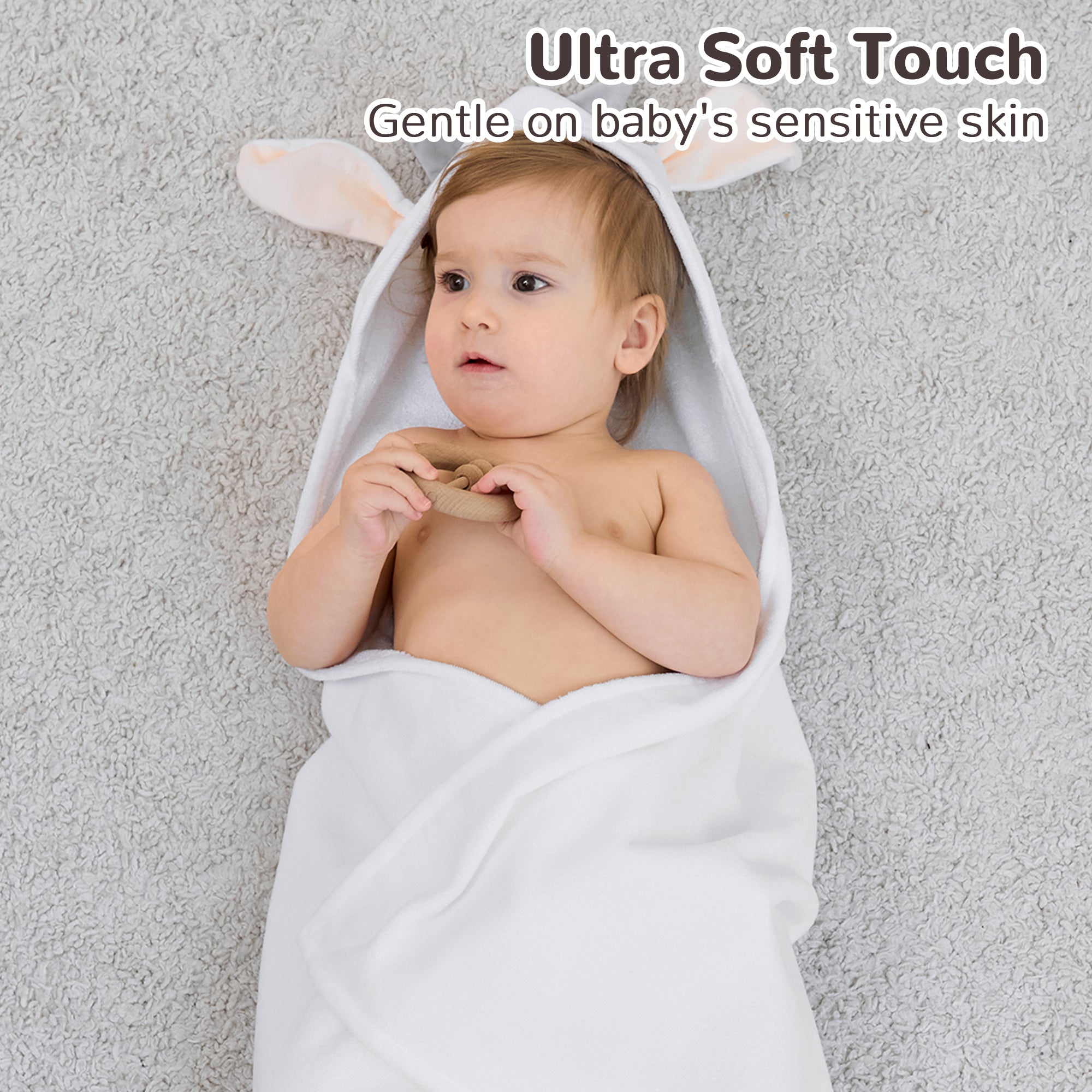 (Sheep & Dinosaur) 2 Pack Cotton Hooded Baby Towels, Extra Thick and Absorbent, 32" * 32"