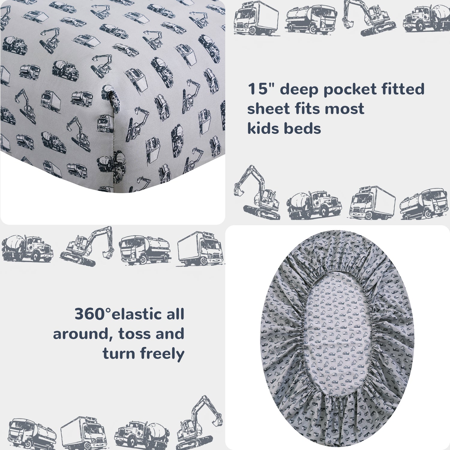 Engineering Vehicle Kids Bed Sheet Set