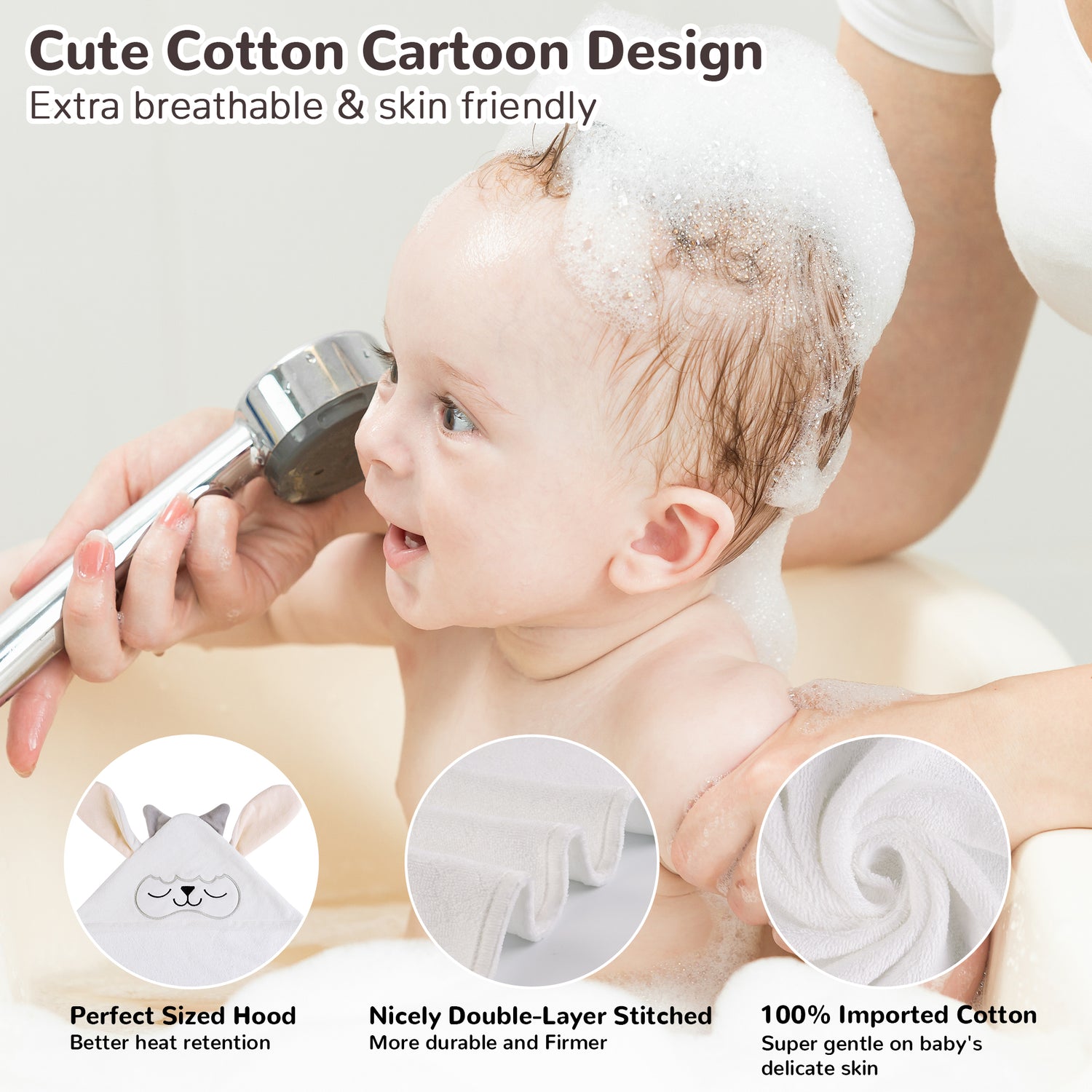 (Sheep & Dinosaur) 2 Pack Cotton Hooded Baby Towels, Extra Thick and Absorbent, 32" * 32"