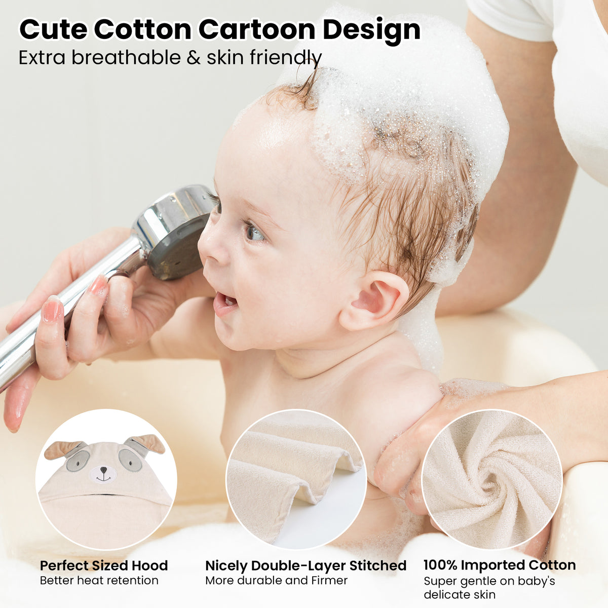 Puppy & Elephant Baby Towels with Hood