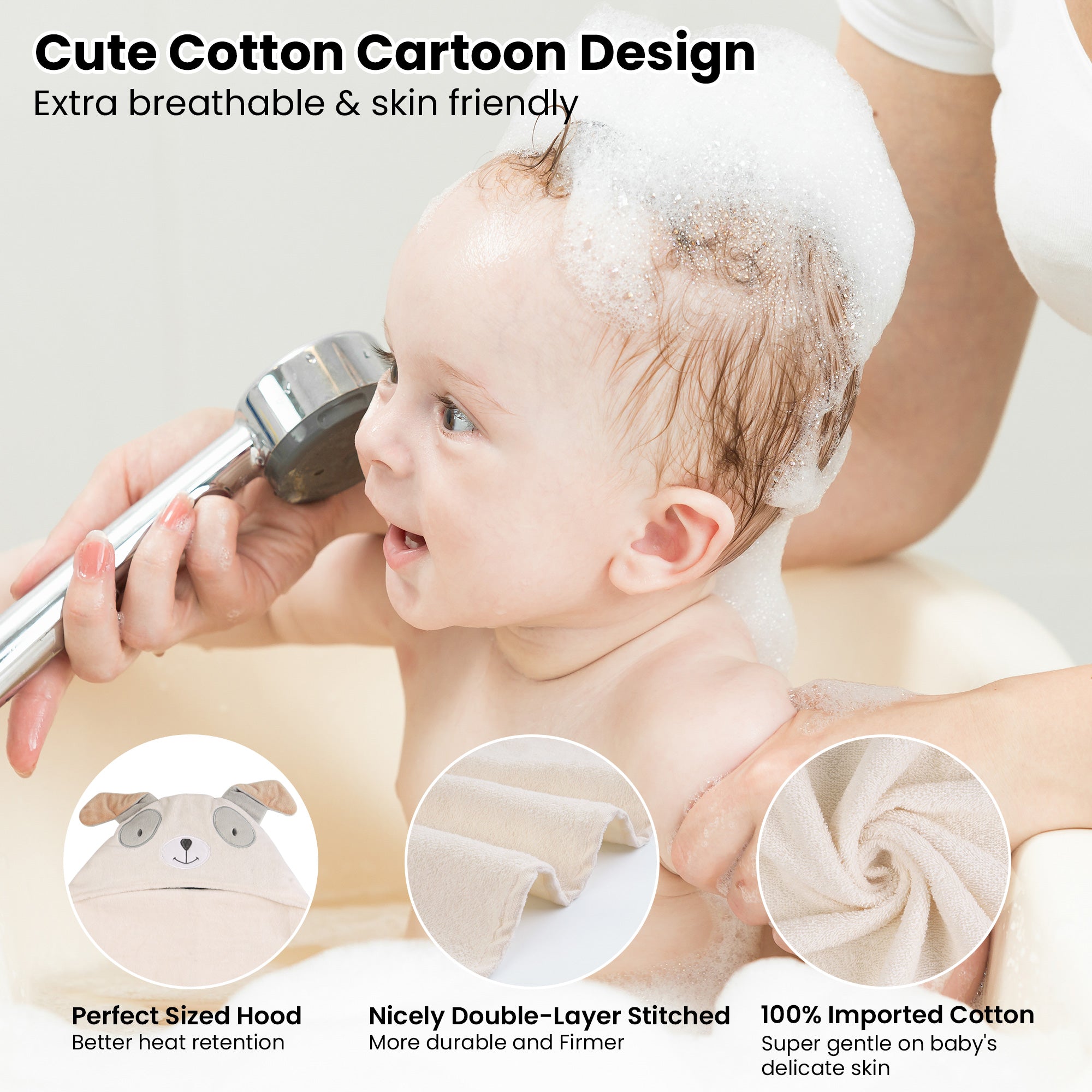 Puppy & Elephant Baby Towels with Hood
