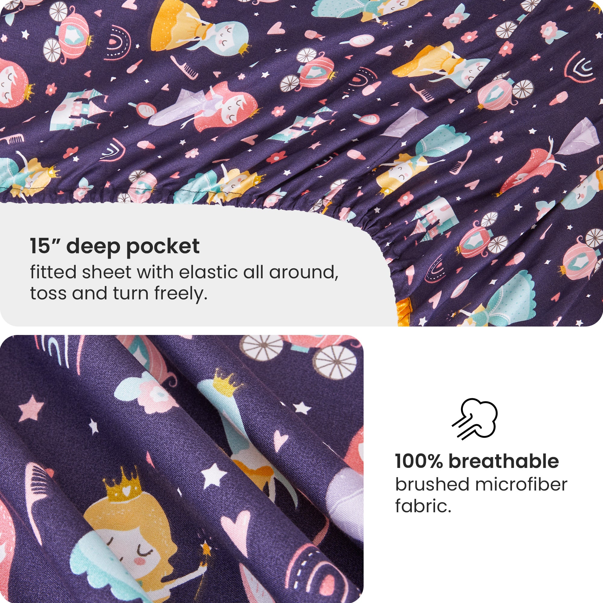Castle Princess Comforter Sets for Kids– 6 or 8 Piece Options