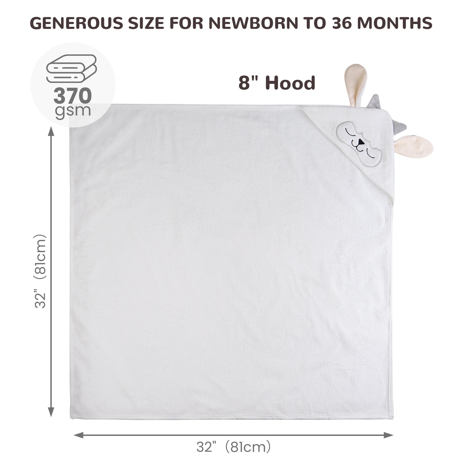 (Sheep & Dinosaur) 2 Pack Cotton Hooded Baby Towels, Extra Thick and Absorbent, 32" * 32"