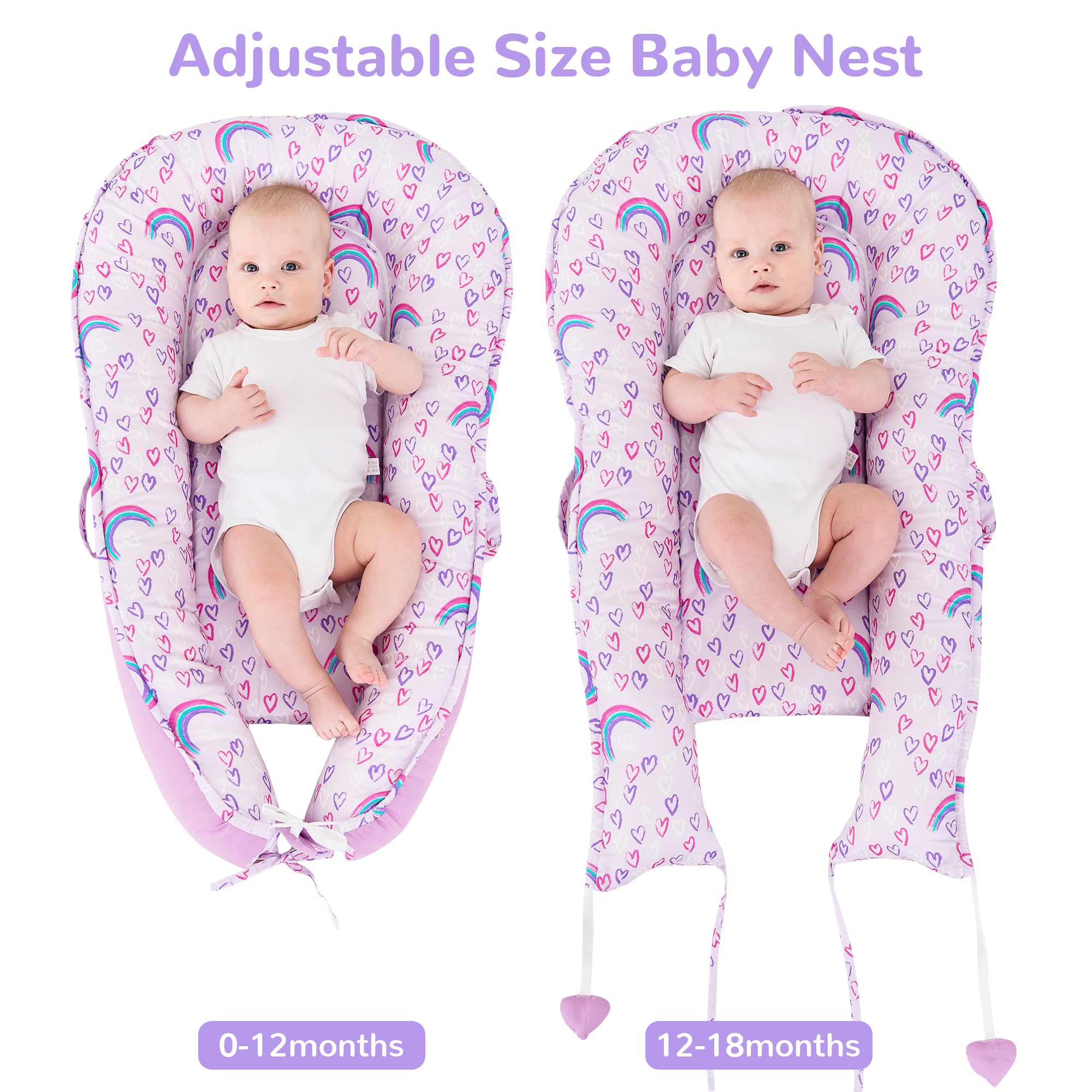 Chaise longue arc-en-ciel pour bébé - Co-dormeur pour lit bébé, chaise longue portable en coton doux et respirant pour nouveau-né, berceau