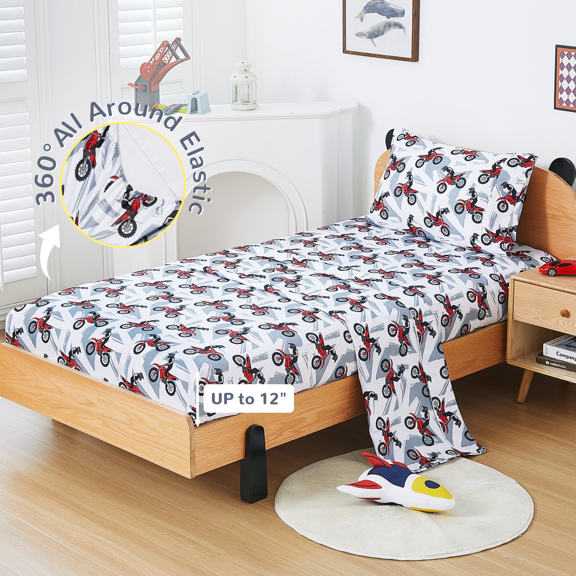 Red Motorcycle Kids Bed Sheet Set