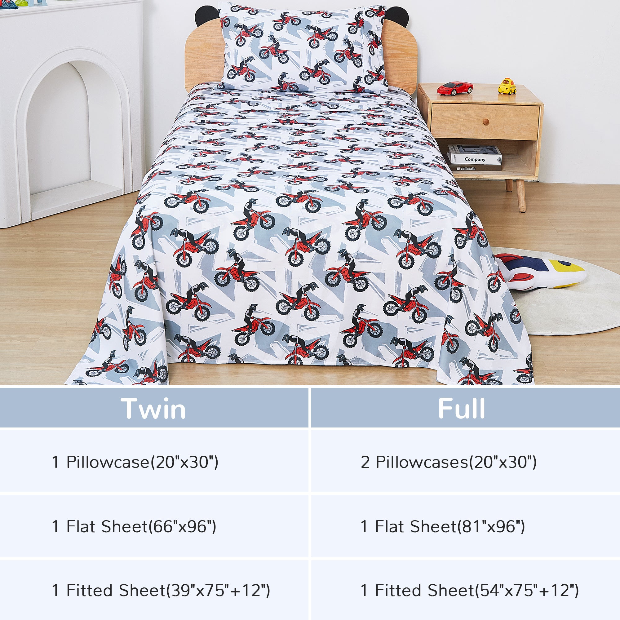 Red Motorcycle Kids Bed Sheet Set