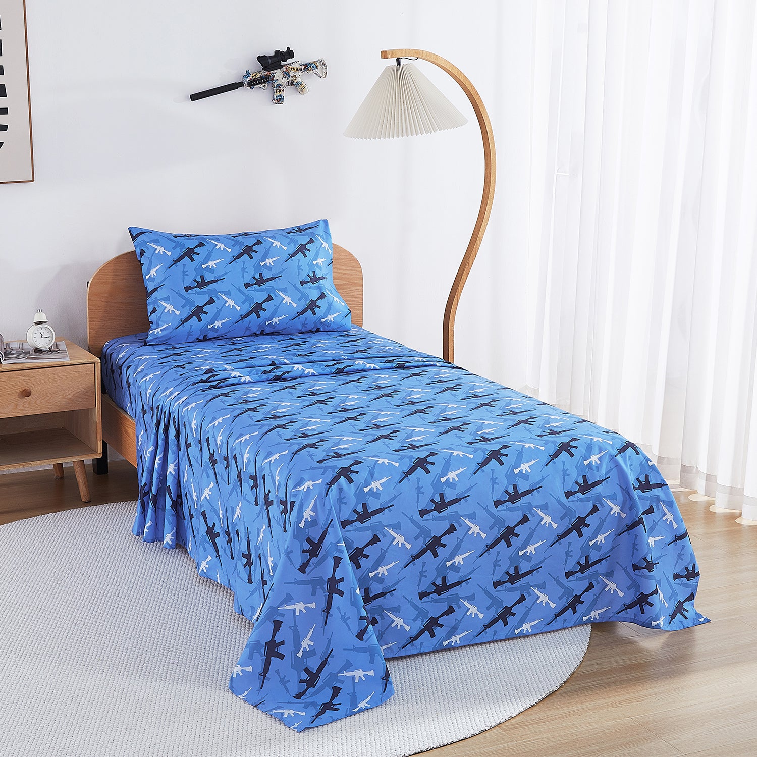 Blue Camouflage Kids Bed Sheet Set