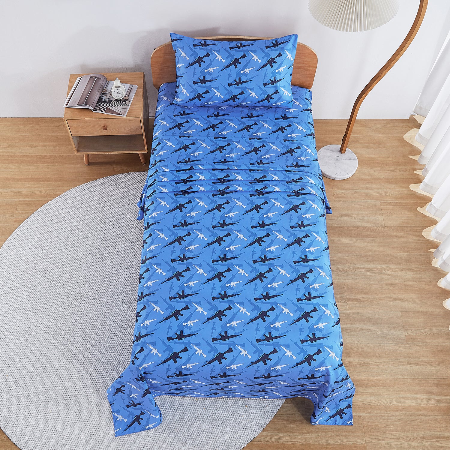Blue Camouflage Kids Bed Sheet Set