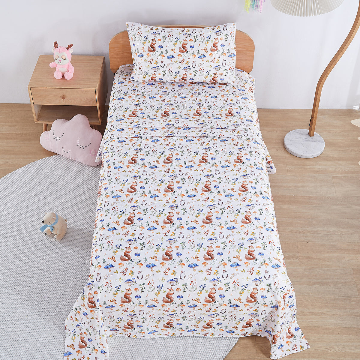 Watercolor Squirrel Bed Sheet Set Deep Pocket Double Brushed Microfiber