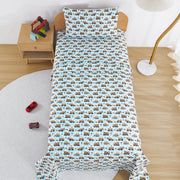 Grid Excavator Kids Bed Sheet Set Deep Pocket Double Brushed Microfiber