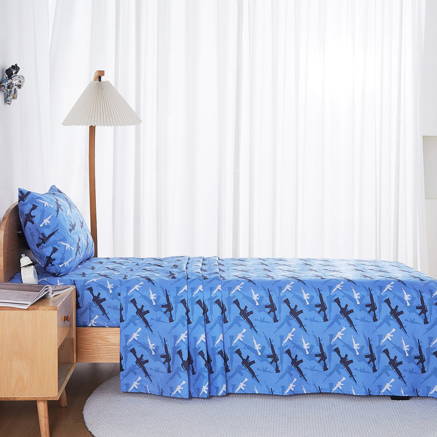 Blue Camouflage Kids Bed Sheet Set