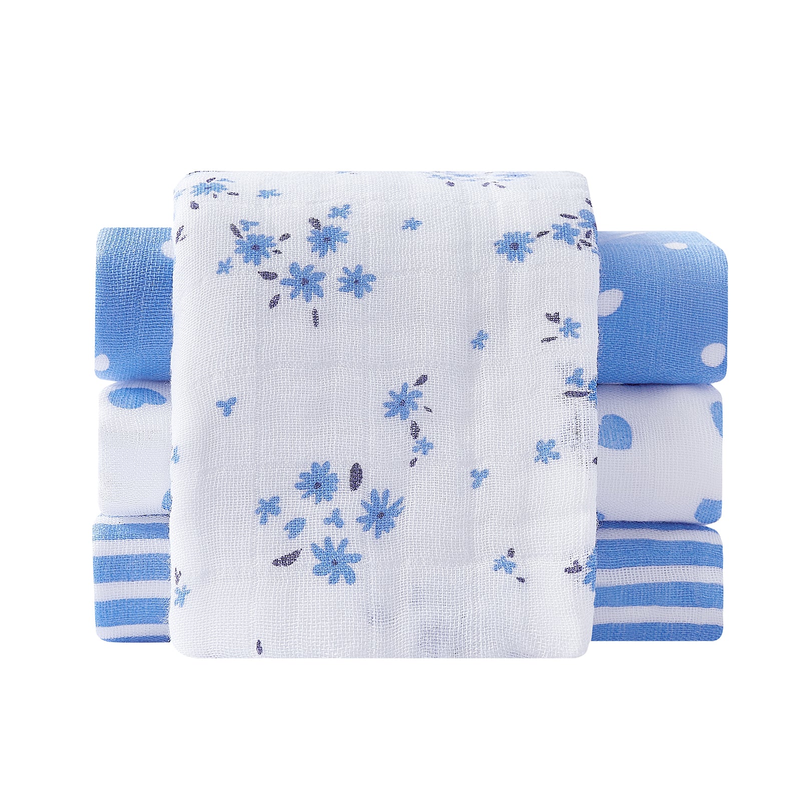 Heart & Flowers Baby Muslin Burp Cloths 10" x 20" 4 Pack