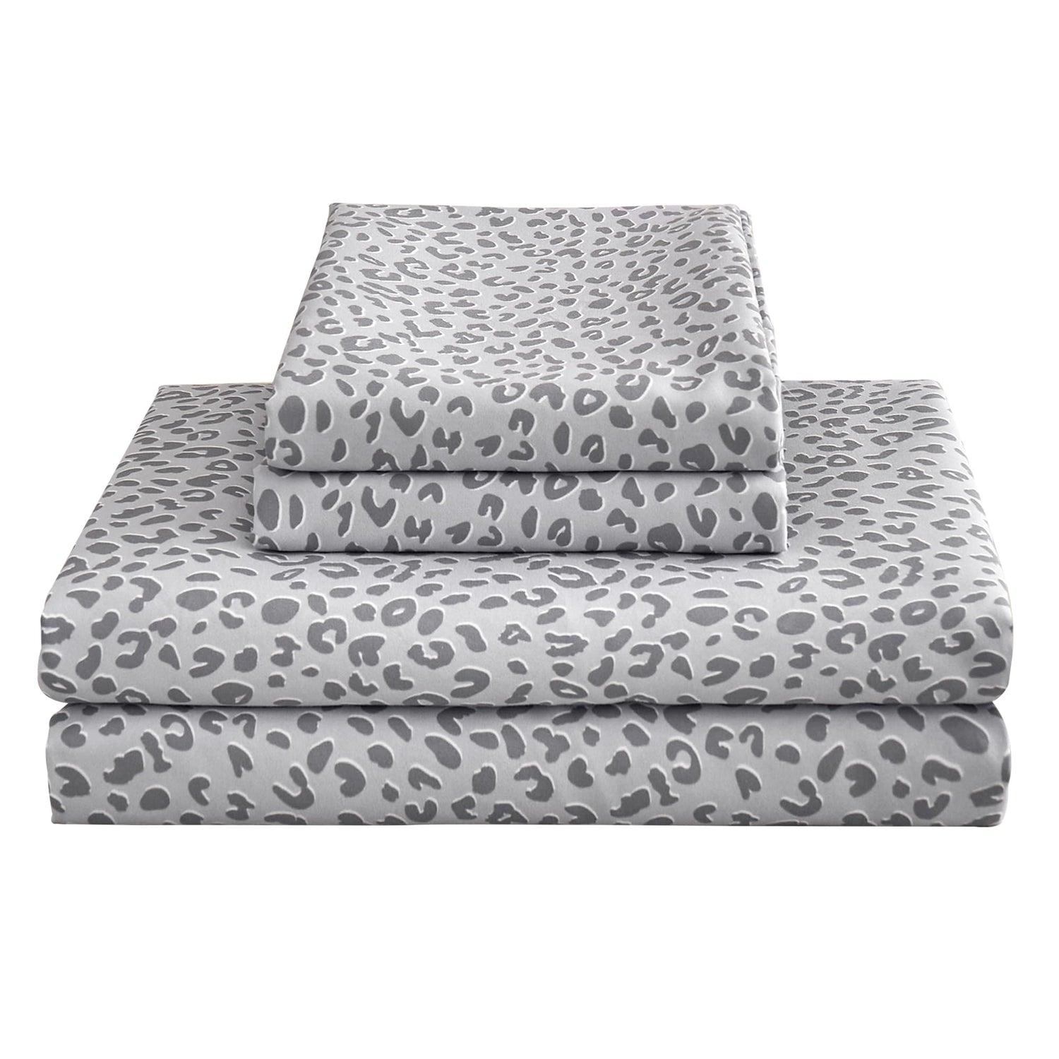 Grey Leopard Bed Sheets Set