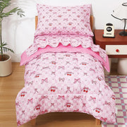Pink Cherry Printed Toddler Comforter Set– 4 Piece