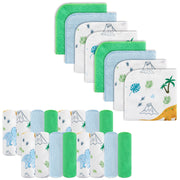 9x9 Green Dinosaur Baby Washcloths