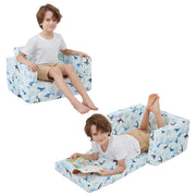 White Bottom Excavator 2-in-1 Soft Toddler Couch Fold Out