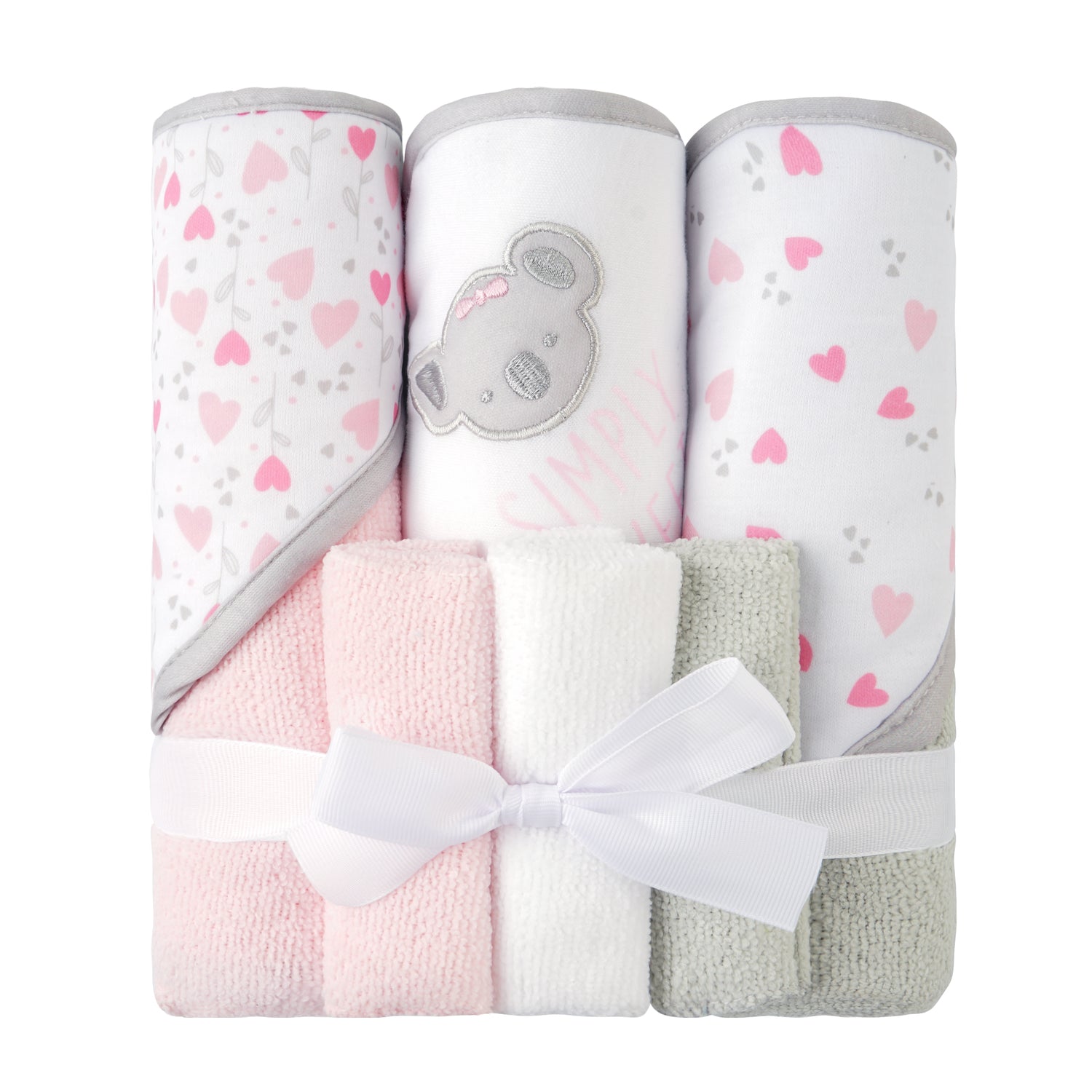 Pink Koala Baby Towels and Baby Wash Cloths Set 6-Pack Size 28 x 28 Inch