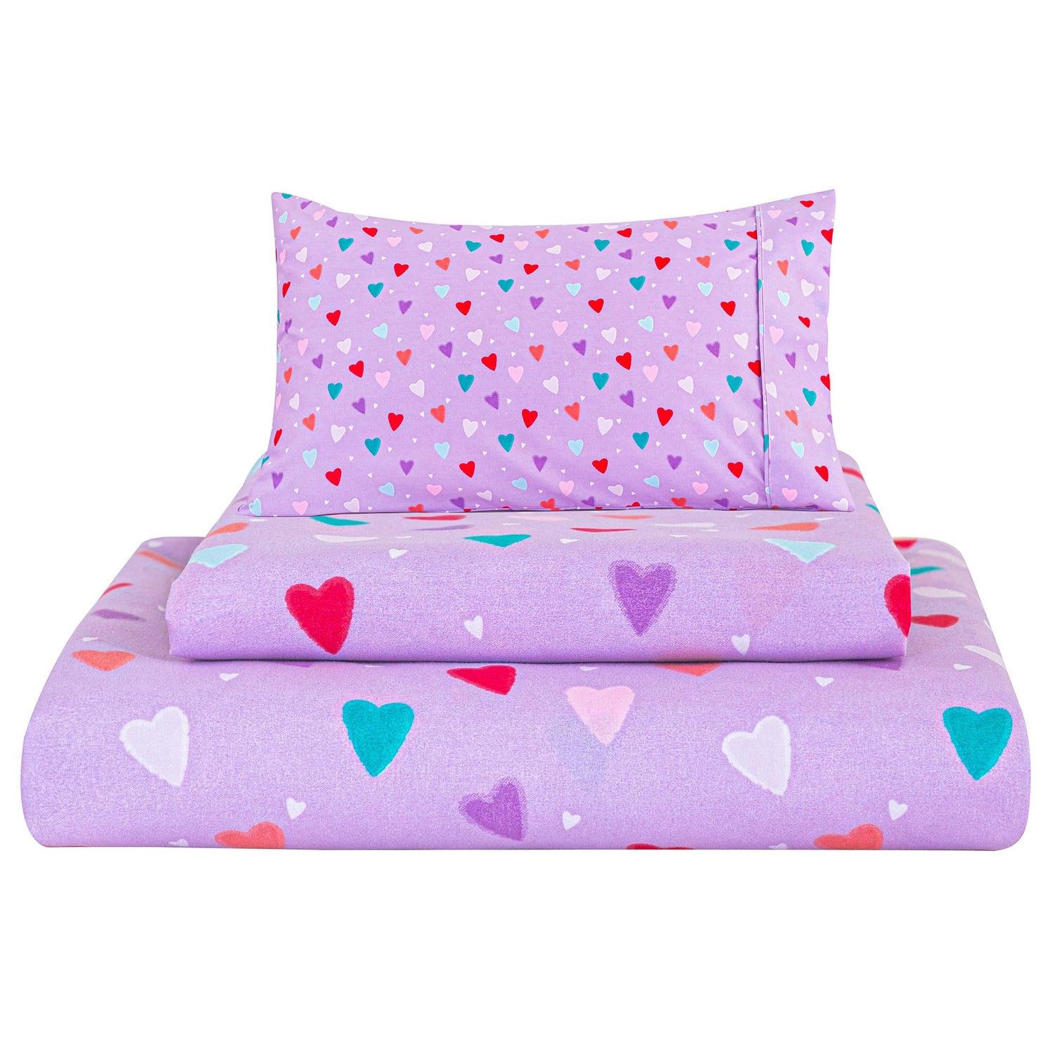 Colorful Hearts Kids Bed Sheet Set