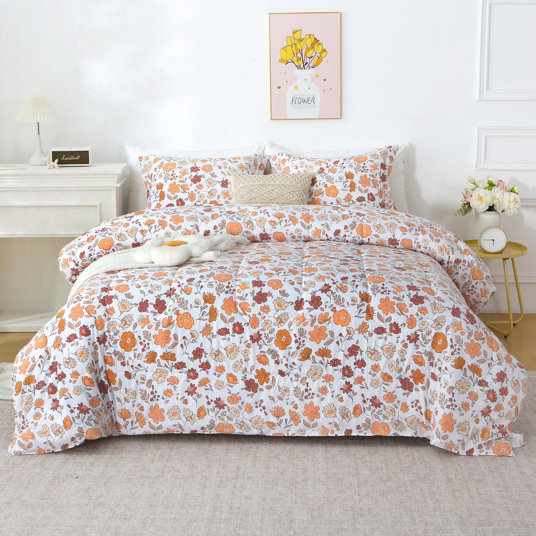 Floral Down Alternative Comforter & Shams Set - Caramel Flower
