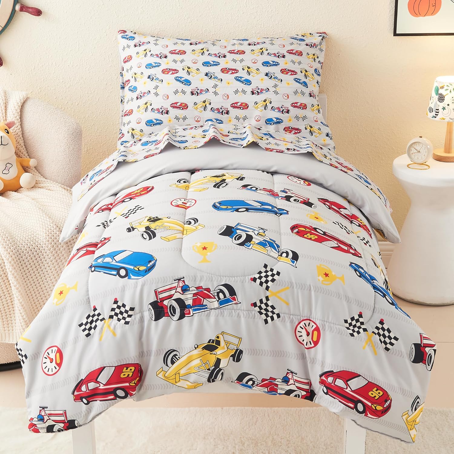 Race Cars 4 Pieces Toddler Bedding Set