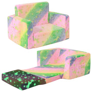 Glow Unicorn 2-in-1  Kids Sofa for Toddler Convertible Sofa to Lounger Bed