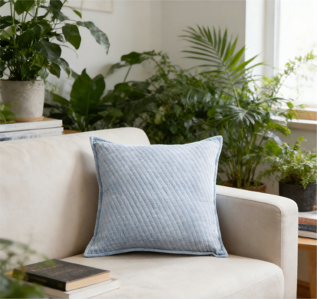 Dreamy Rest Series Solid Blush Textured Pillow