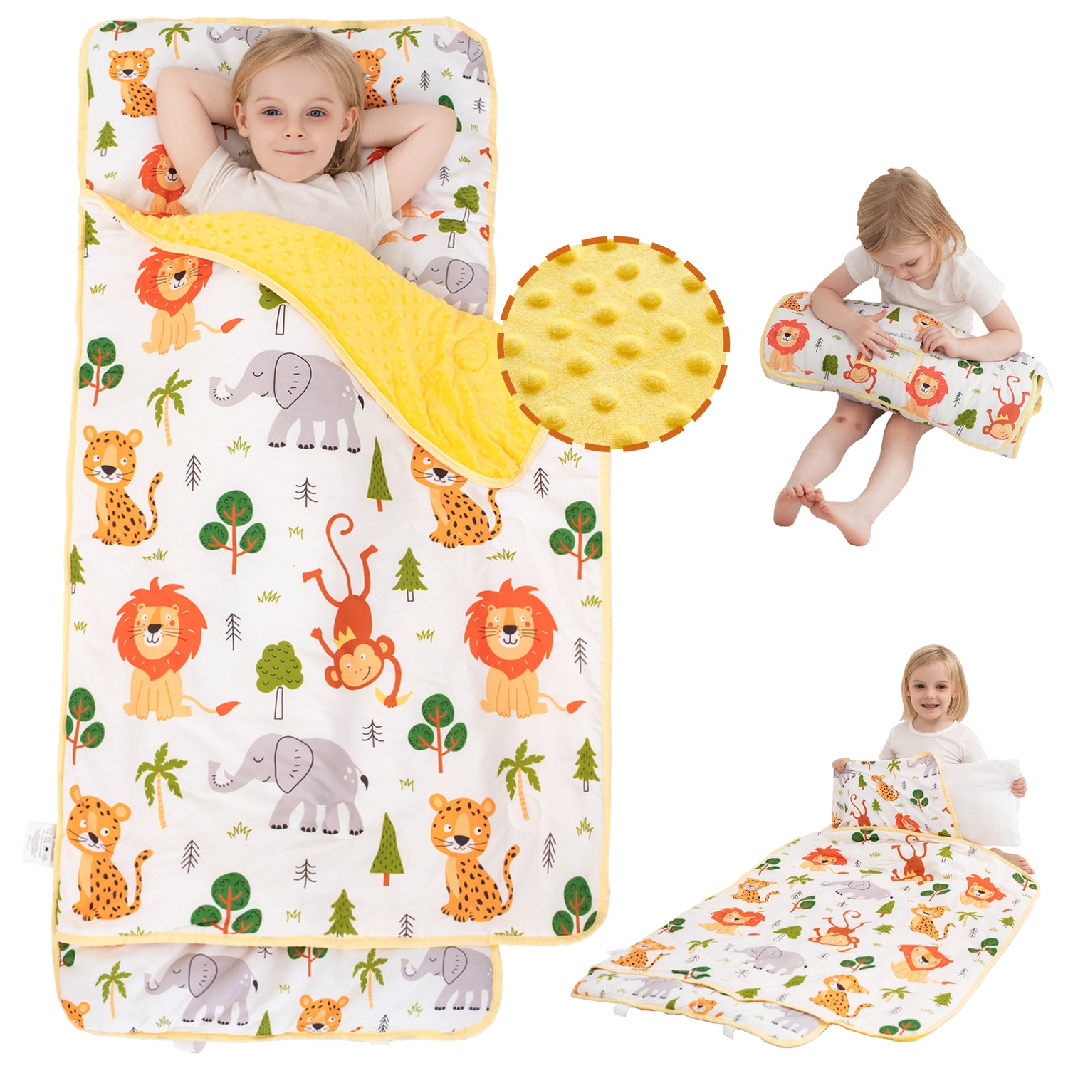 Zoo Animal Toddler Nap Mat with Pillow and Blanket