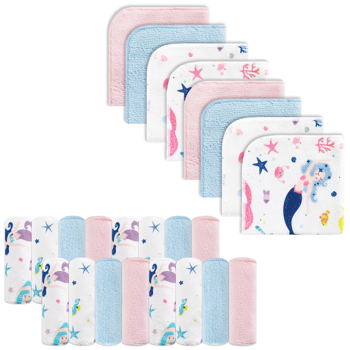 9x9 Mermaid Baby Washcloths