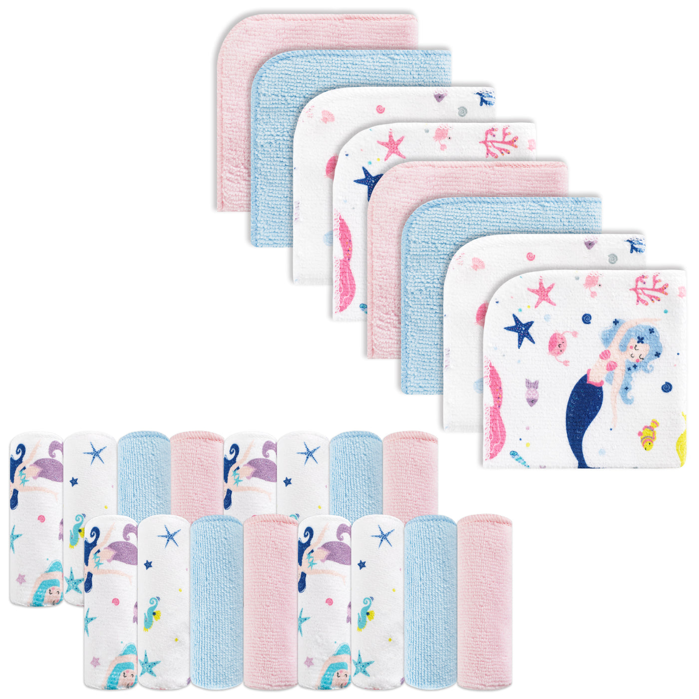 9x9 Mermaid Baby Washcloths