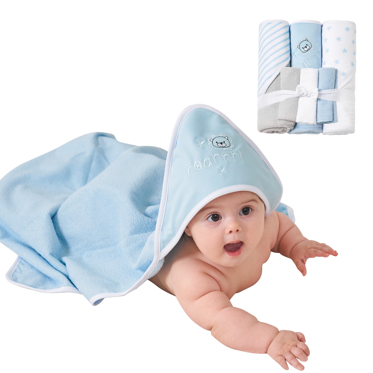 Lion Baby Towels and Baby Wash Cloths Set 6-Pack Size 28 x 28 Inch