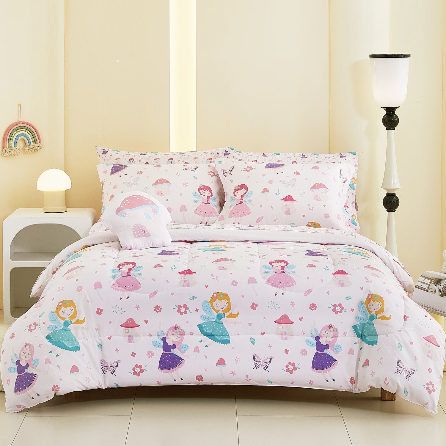 Pink Fairy 6/8 Pcs Comforter Sets for Girls Kids